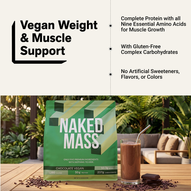 Chocolate Vegan Mass Gainer Supplement - Chocolate (Vegan) 12LB
