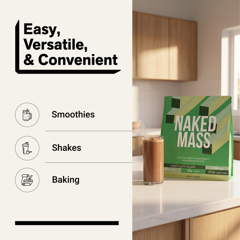 Chocolate Vegan Mass Gainer Supplement - Chocolate (Vegan) 12LB