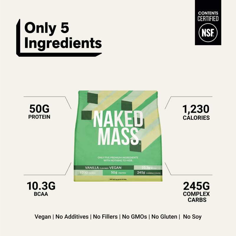 Vanilla Vegan Mass Gainer Supplement - Vanilla (Vegan) 12LB