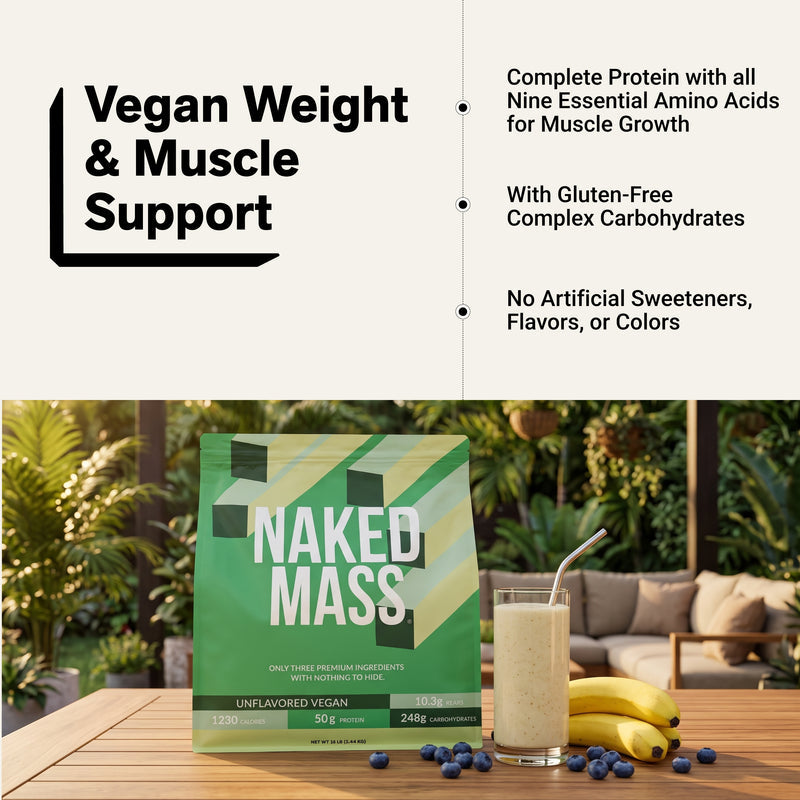 Vegan Mass Gainer Supplement - Unflavored (Vegan) 12LB