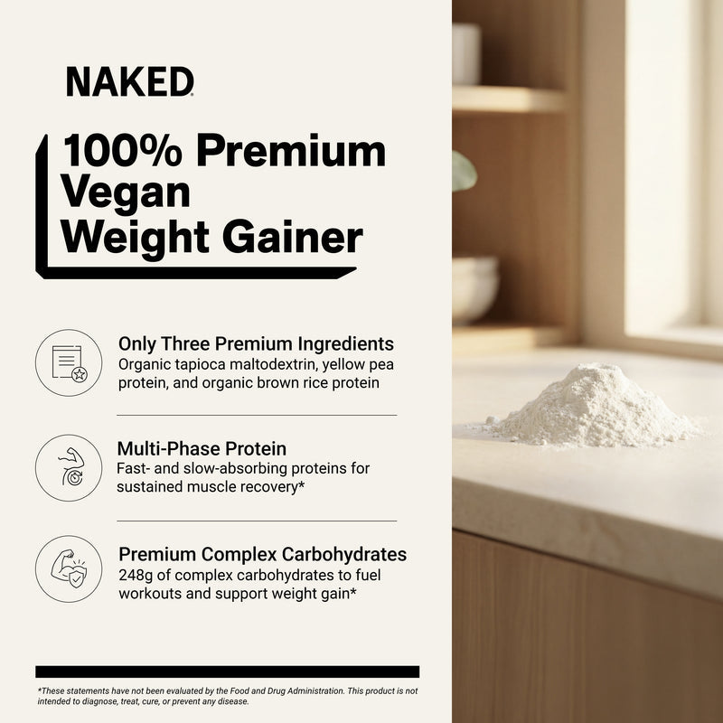 Vegan Mass Gainer Supplement - Unflavored (Vegan) 12LB