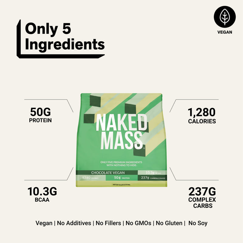 Chocolate Vegan Mass Gainer Supplement - Chocolate (Vegan) 12LB